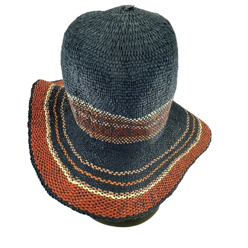 NWOT Hat Attack Multi-Stripe Pattern Bucket Hat Beachy Vacation 100% Paper - Picture 4 of 8